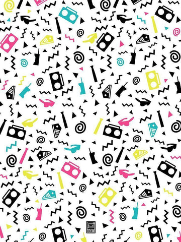 Nineties Party White Modern Wood Framed Art Print with Double Matting by Rodriquez Jr, Enrique