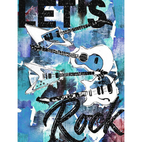 Lets Rock Black Modern Wood Framed Art Print with Double Matting by Rodriquez Jr, Enrique
