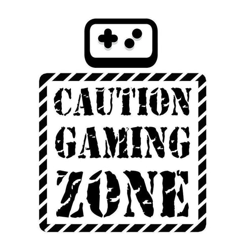 Caution Gaming Zone Black Modern Wood Framed Art Print with Double Matting by Rodriquez Jr, Enrique