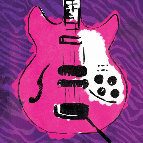 Girly Guitar Zoom Mate Black Ornate Wood Framed Art Print with Double Matting by Rodriquez Jr, Enrique