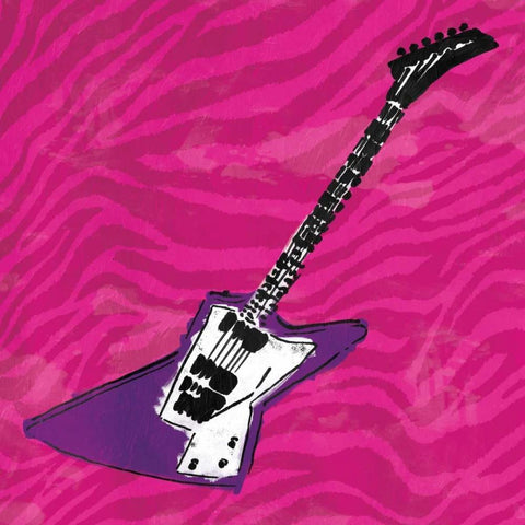 Girls Rock Guitar Mate White Modern Wood Framed Art Print with Double Matting by Rodriquez Jr, Enrique