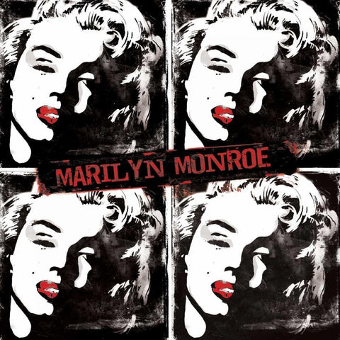 Red Marilyn Watercolor White Modern Wood Framed Art Print with Double Matting by Rodriquez Jr, Enrique