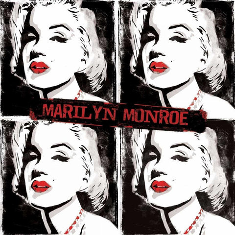 Red Monroe Watercolor Black Ornate Wood Framed Art Print with Double Matting by Rodriquez Jr, Enrique