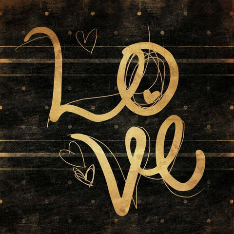 Love Gold White Modern Wood Framed Art Print with Double Matting by Rodriquez Jr, Enrique