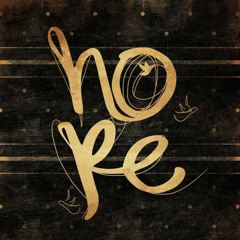 Hope Gold White Modern Wood Framed Art Print by Rodriquez Jr, Enrique
