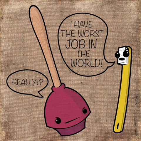 Worst Job Black Ornate Wood Framed Art Print with Double Matting by Rodriquez Jr, Enrique