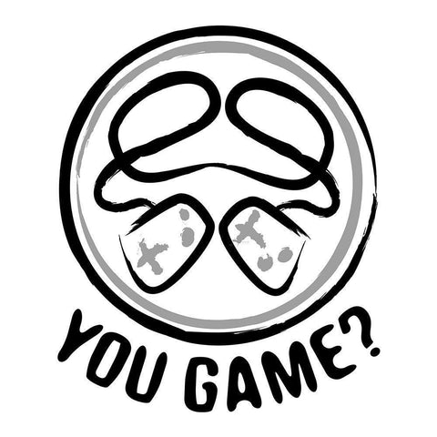 You Game Emblem White Modern Wood Framed Art Print with Double Matting by Rodriquez Jr, Enrique