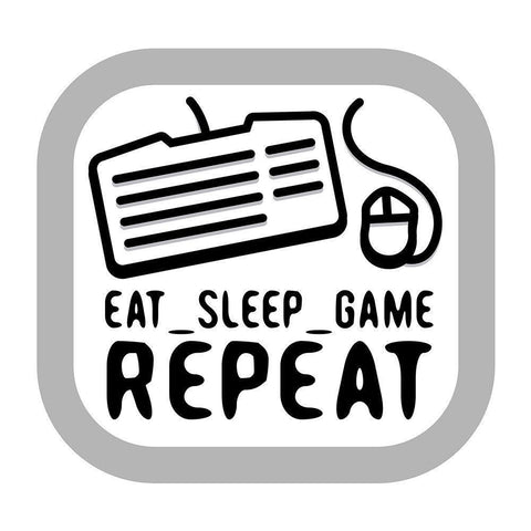 Eat Sleep Game Repeat Black Modern Wood Framed Art Print with Double Matting by Rodriquez Jr, Enrique