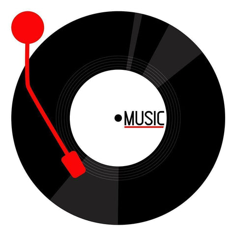 Vinyl Music Black Modern Wood Framed Art Print with Double Matting by Rodriguez, Enrique