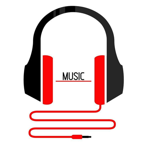 Headphones Music White Modern Wood Framed Art Print with Double Matting by Rodriguez, Enrique