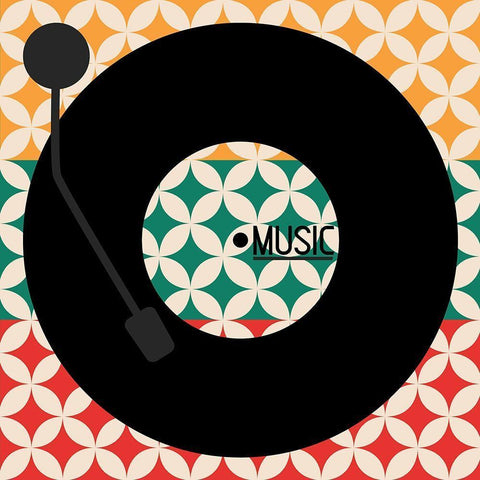 Vinyl Music Retro White Modern Wood Framed Art Print with Double Matting by Rodriquez Jr, Enrique