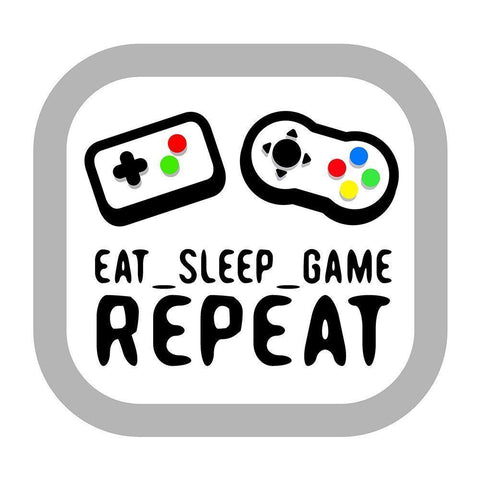 Eat Sleep Game Repeat Color White Modern Wood Framed Art Print by Rodriquez Jr, Enrique