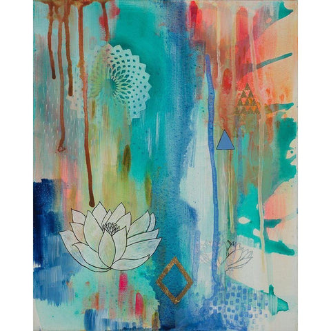 Lotus Bloom White Modern Wood Framed Art Print by Evans-Sills, Faith