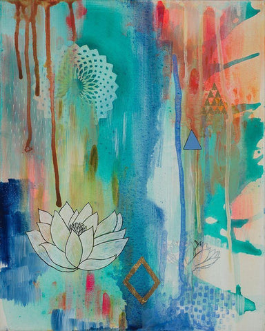 Lotus Bloom Black Ornate Wood Framed Art Print with Double Matting by Evans-Sills, Faith