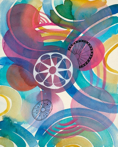 Joyful 2 White Modern Wood Framed Art Print with Double Matting by Evans-Sills, Faith