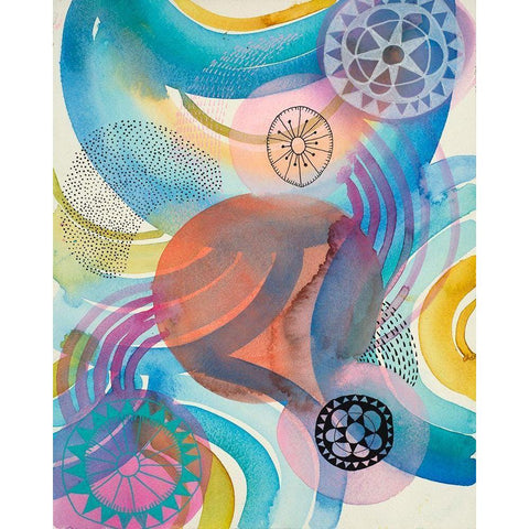 Joyful 3 Black Modern Wood Framed Art Print with Double Matting by Evans-Sills, Faith