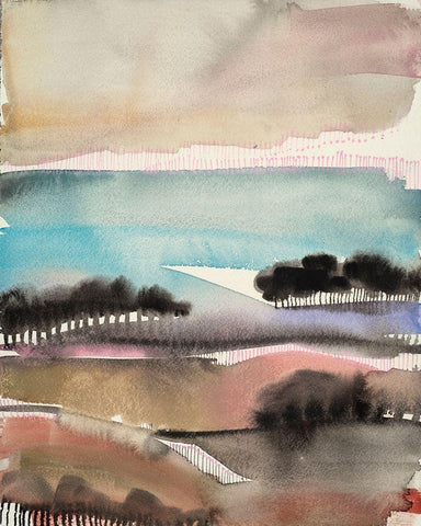 Sunrise Valley White Modern Wood Framed Art Print with Double Matting by Evans-Sills, Faith