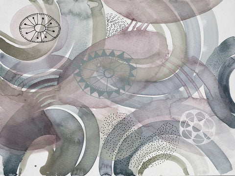 Joyful Spheres 1 White Modern Wood Framed Art Print with Double Matting by Evans-Sills, Faith