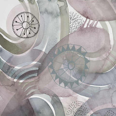 Joyful Rings 1 White Modern Wood Framed Art Print with Double Matting by Evans-Sills, Faith