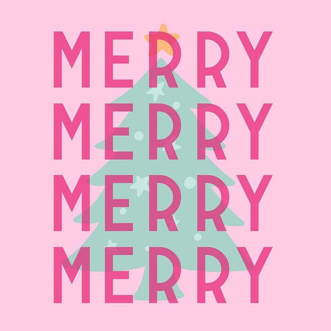 Merry Merry Merry White Modern Wood Framed Art Print with Double Matting by Buenfil, Andrea