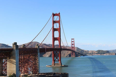 Golden bridge Black Ornate Wood Framed Art Print with Double Matting by Frances, Stephanie