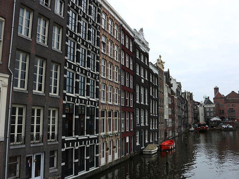 Damrak Amsterdam 2 White Modern Wood Framed Art Print with Double Matting by Frances, Stephanie