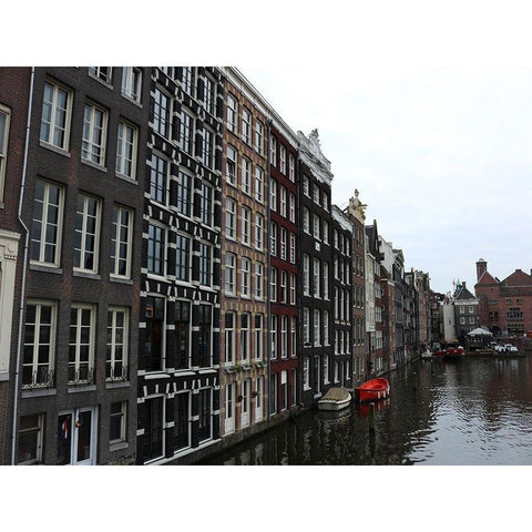 Damrak Amsterdam 2 Black Modern Wood Framed Art Print by Frances, Stephanie