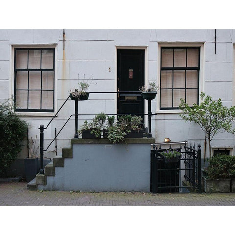 Door Plants Amsterdam Black Modern Wood Framed Art Print with Double Matting by Frances, Stephanie