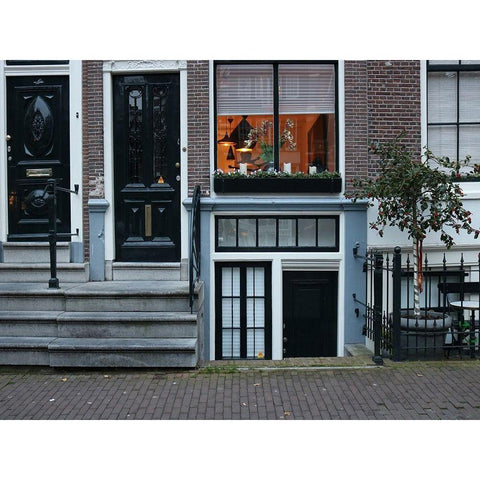 House Amsterdam Black Modern Wood Framed Art Print by Frances, Stephanie