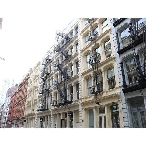 Houses Soho Newyork White Modern Wood Framed Art Print by Frances, Stephanie