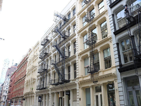 Houses Soho Newyork White Modern Wood Framed Art Print with Double Matting by Frances, Stephanie