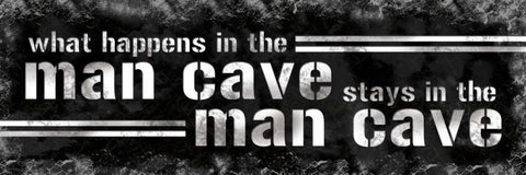 Stays In The Man Cave Black Ornate Wood Framed Art Print with Double Matting by Gibbons, Lauren