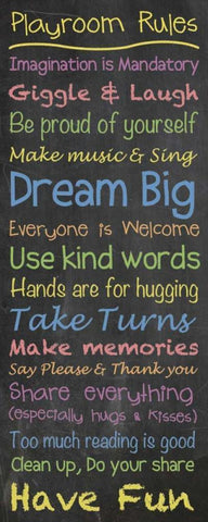Playroom Rules Chalk White Modern Wood Framed Art Print with Double Matting by Gibbons, Lauren