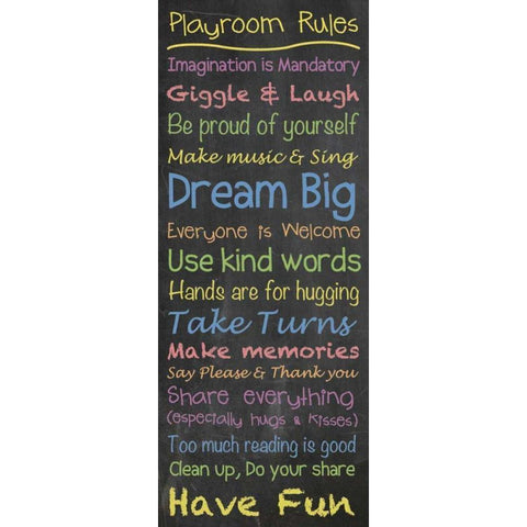 Playroom Rules Chalk Black Modern Wood Framed Art Print by Gibbons, Lauren