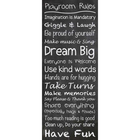 Playroom Rules Chalkwhite White Modern Wood Framed Art Print by Gibbons, Lauren