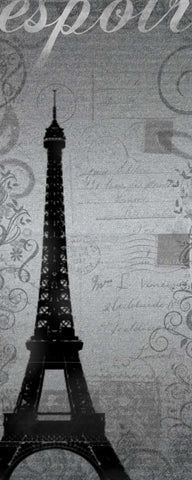 Eiffel Tower Long Black Ornate Wood Framed Art Print with Double Matting by Gibbons, Lauren