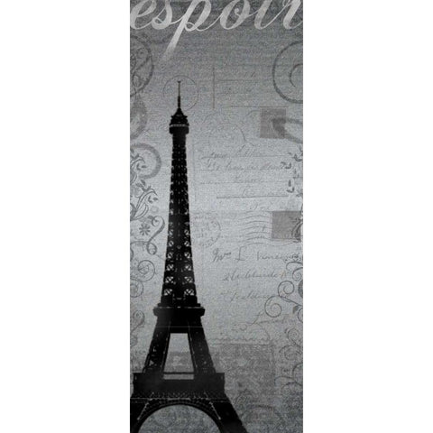 Eiffel Tower Long Black Modern Wood Framed Art Print with Double Matting by Gibbons, Lauren