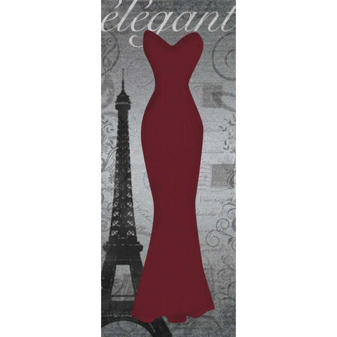 Red Dress Eiffle Black Modern Wood Framed Art Print with Double Matting by Gibbons, Lauren