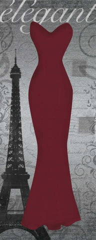 Red Dress Eiffle Black Ornate Wood Framed Art Print with Double Matting by Gibbons, Lauren