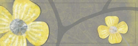 Yellow Flowers 1 White Modern Wood Framed Art Print with Double Matting by Gibbons, Lauren