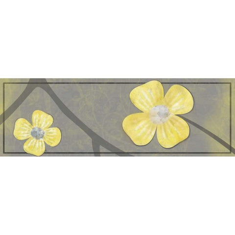 Yellow Flowers 2 White Modern Wood Framed Art Print by Gibbons, Lauren