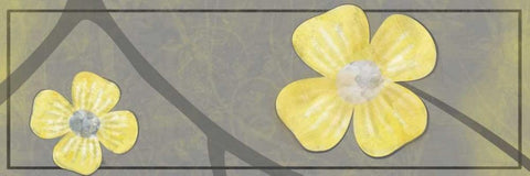 Yellow Flowers 2 White Modern Wood Framed Art Print with Double Matting by Gibbons, Lauren