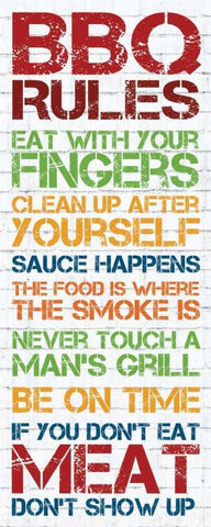 BBQ Rules 2 White Modern Wood Framed Art Print with Double Matting by Gibbons, Lauren