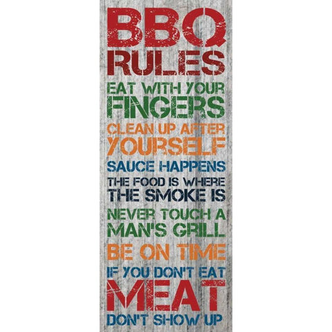 BBQ Rules 3 White Modern Wood Framed Art Print by Gibbons, Lauren
