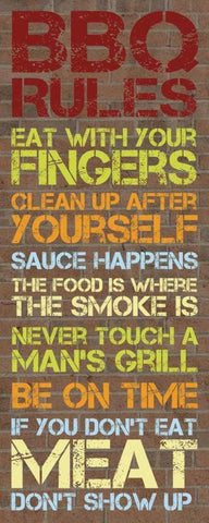 BBQ Rules Brick Black Ornate Wood Framed Art Print with Double Matting by Gibbons, Lauren