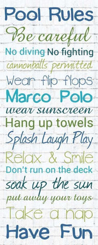 Pool Rules White Wash 3 White Modern Wood Framed Art Print with Double Matting by Gibbons, Lauren