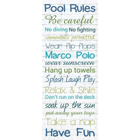 Pool Rules White Wash 3 Black Modern Wood Framed Art Print by Gibbons, Lauren