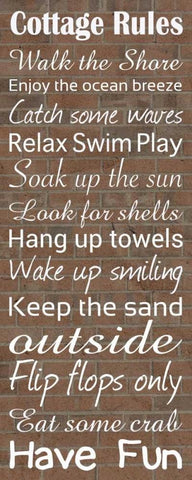 Cottage Rules Brick Black Ornate Wood Framed Art Print with Double Matting by Gibbons, Lauren