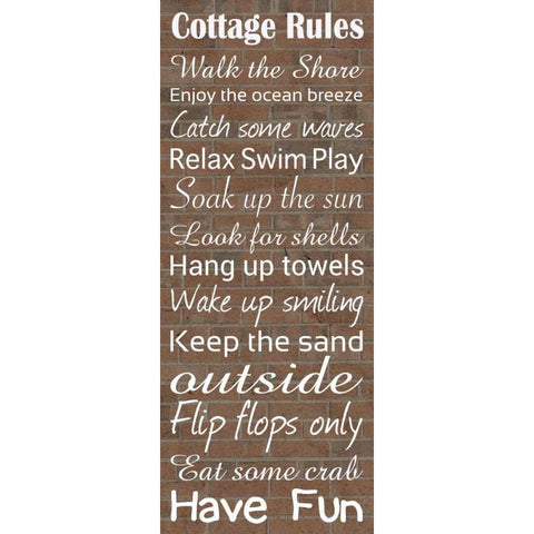 Cottage Rules Brick Black Modern Wood Framed Art Print with Double Matting by Gibbons, Lauren