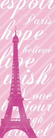 Pink Eiffel 3 White Modern Wood Framed Art Print with Double Matting by Gibbons, Lauren